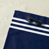 Marine Blauw Groen Nautisch Monogram Lake House Strandlaken (In situ)