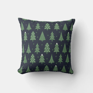 Marine Blauw Groen Wit Feestelijke Kerstbomen Kussen