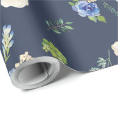 Marine Blauw Hydrangea Bruiloft Wrapping Papier (Rol Hoek)