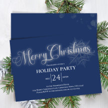 Marine Blauw Kalligrafie Script Merry Christmas Pa