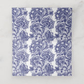 Marine Blauw Kant Elegant Wit Bruiloft (Binnenkant ongevouwen)