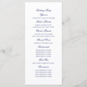 Marine Blauw Kant Elegante Witte Huwelijksprogramm Programma (Achterkant)