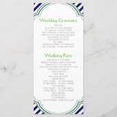 Marine blauw, Kelly groen nautische bruiloft progr Programma (Achterkant)
