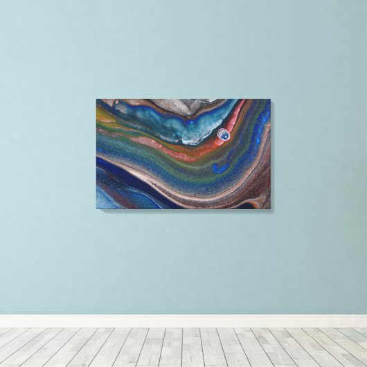 Marine blauw koper metalen wervelingen vloeibaar m canvas afdruk (Insitu (Houten vloer))