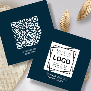 Marine Blauw   LOGO   QR-code Vierkante Visitekaartje