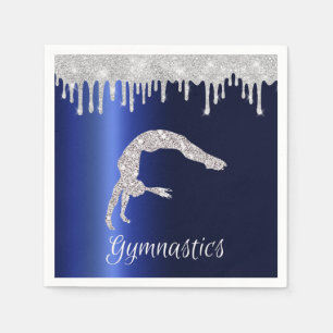 Marine Blauw Metallic Zilver Sparkle Gymnastiek Servet