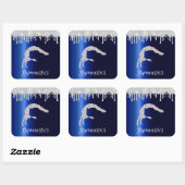 Marine Blauw Metallic Zilver Sparkle Gymnastiek Vierkante Sticker (Vel)