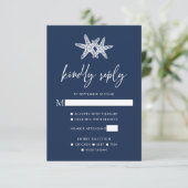 Marine Blauw Modern Strand Zeester Bruiloft RSVP Kaartje (Staand voorkant)