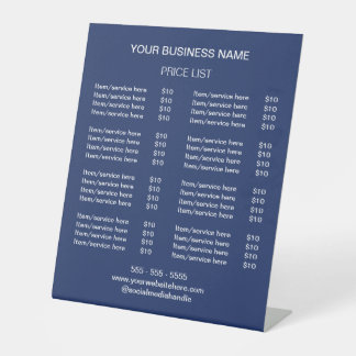 Marine Blauw Moderne prijslijst voetstuk Reclamebord Met Voetstuk