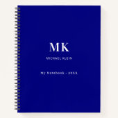 Marine blauw naam monogram notitieboek (Voorkant)