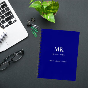 Marine blauw naam monogram notitieboek