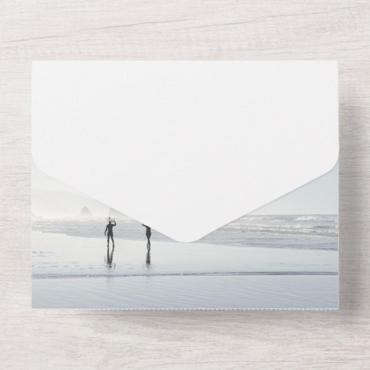 Marine Blauw Nautisch Anker Bruiloft All In One Uitnodiging (Achterkant)