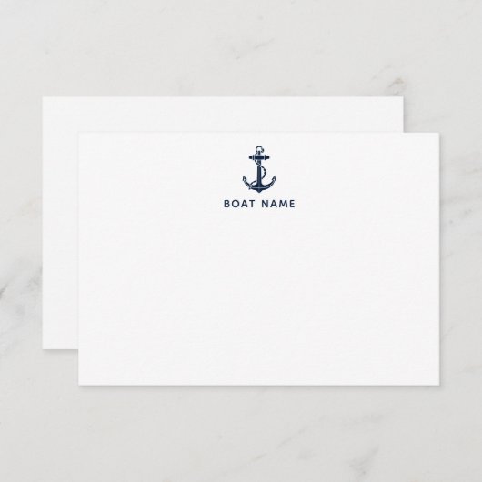 Marine Blauw Nautische Anker Boot Naam Zomer Cruis Bedankkaart (Voorkant / Achterkant)