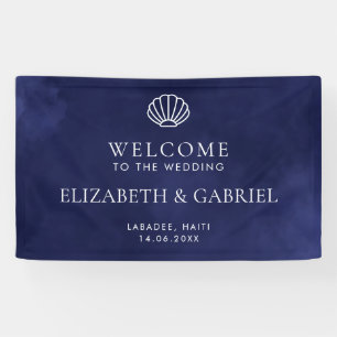 Marine Blauw Nautische Bestemming Bruiloft Welkoms Spandoek