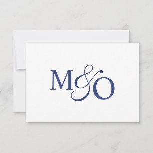 Marine Blauw Paar Ampersand Monogram Notitiekaartje
