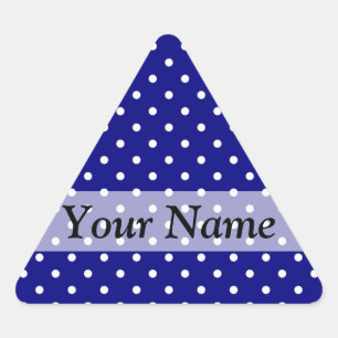 Marine blauw polka dot patroon driehoek sticker