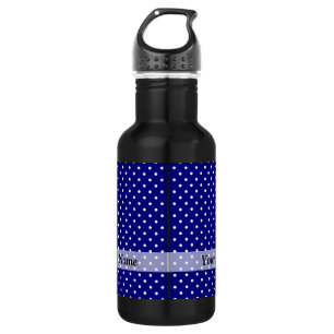 Marine blauw polka dot patroon waterfles