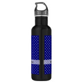Marine blauw polka dot patroon waterfles  (Achterkant)