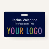 Marine Blauw PVC Naam Badge met Clip Lanyard of Re (Voorkant)