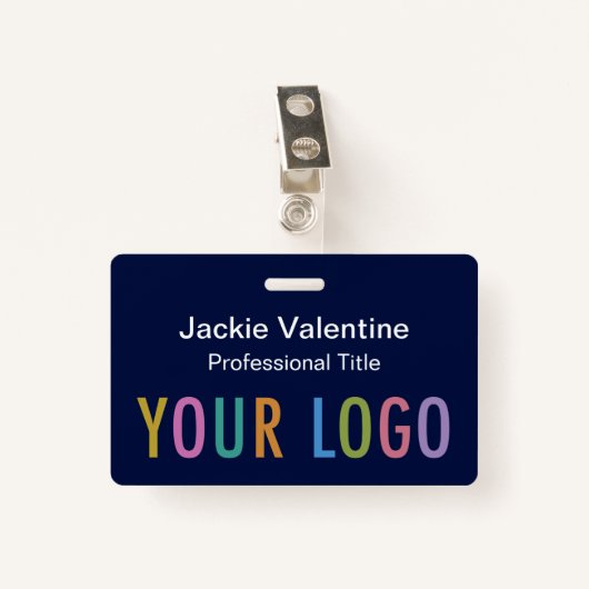 Marine Blauw PVC Naam Badge met Clip Lanyard of Re (Voorkant met clip)