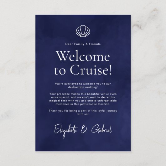 Marine Blauw Reisroute Bestemming Bruiloft Informatiekaartje (Voorkant)