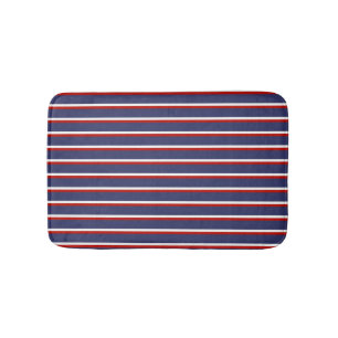 Marine Blauw Rood Gestreepte Chic Moderne Vertical Badmat