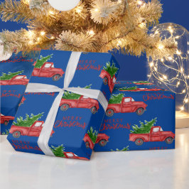 Marine Blauw Rood Vrachtwagen Kerstcadeaus Wrap Cadeaupapier
