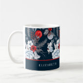 Marine Blauw Rood Zilver Foliage Vakantie Koffiemok (Links)