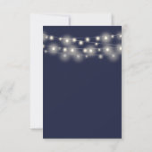 Marine Blauw Script String Lights Bruiloft RSVP Kaartje (Achterkant)
