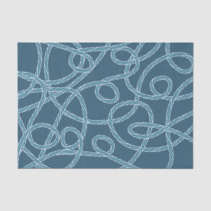 Marine Blauw Touw Patroon Nautisch Tissuepapier