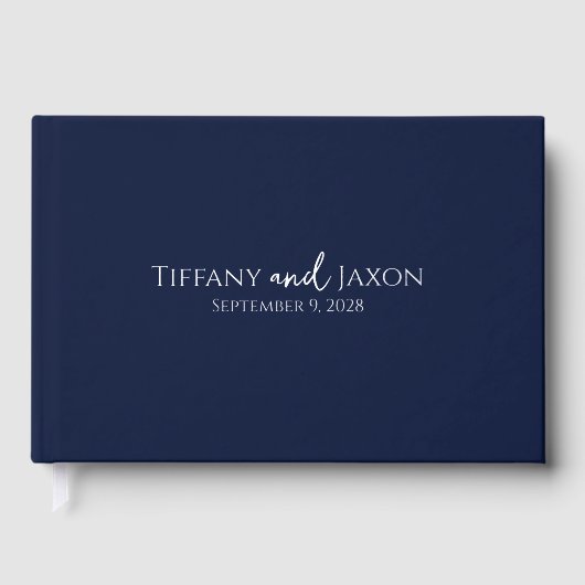 Marine Blauw Trouwen met Real Gastenboek (Voorkant)