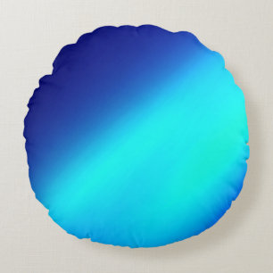 Marine blauw Turquoise ombre maanlicht Double Stri Rond Kussen