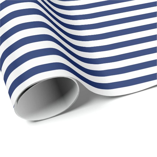 Marine Blauw | white stripe wrapping paper Cadeaupapier (Rol Hoek)
