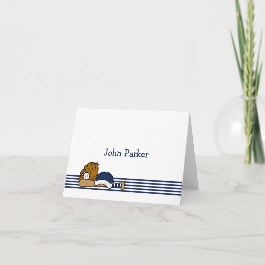 Marine Blauw Wit Baseball Custom Bedankt Opmerking Notitiekaartje (Voorkant)