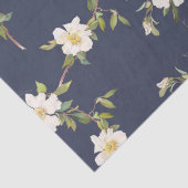 Marine Blauw Wit Bloemen Tissuepapier (Detail)