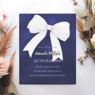 Marine blauw wit boog Quinceanera uitnodiging