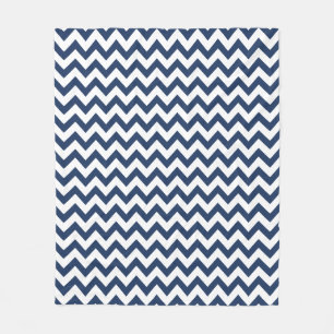 Marine Blauw Wit Chevron Patroon Fleece Deken