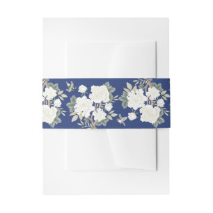Marine Blauw Wit Chinoiserie Bloemen Huwelijk Uitnodigingen Wikkel