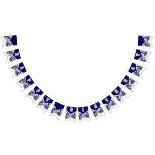Marine Blauw, Wit, Grijs Cheerleader Verjaardag Vlaggetjes