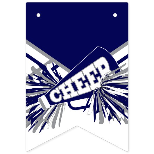 Marine Blauw, Wit, Grijs Cheerleader Verjaardag Vlaggetjes (Eerste vlag)