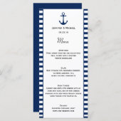 Marine Blauw Wit Strepen Nautisch Thema Menu (Voorkant / Achterkant)