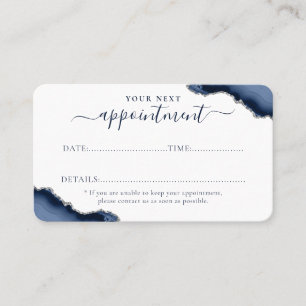 Marine Blauw Zilver Agaat Glitter Sparkle Business Afsprakenkaartje