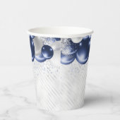 Marine Blauw Zilveren Ballon Glitter 70e Verjaarda Papieren Bekers (Rechts)