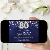Marine blauw zilveren sterren 80e verjaardag save the date