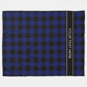 Marine Blauw Zwart Buffel Plaid Naam Monogram R Fleece Deken (Voorkant (Horizontaal))