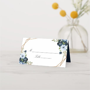 Marine Blauwe Bloemen Geometrische bruiloft