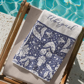 Marine Blauwe Bloemen Gepersonaliseerde William Mo Strandlaken