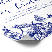 Marine Blauwe Bloemen Zeg geen Huwelijk of Bruid G Poster (Hoek)