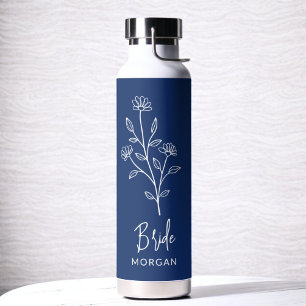 Marine Blauwe Bruid Hand Bloemen Bachelorette Waterfles