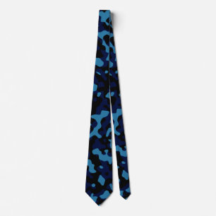 Marine Blauwe Camouflage in Hemelblauw en Zwart Stropdas